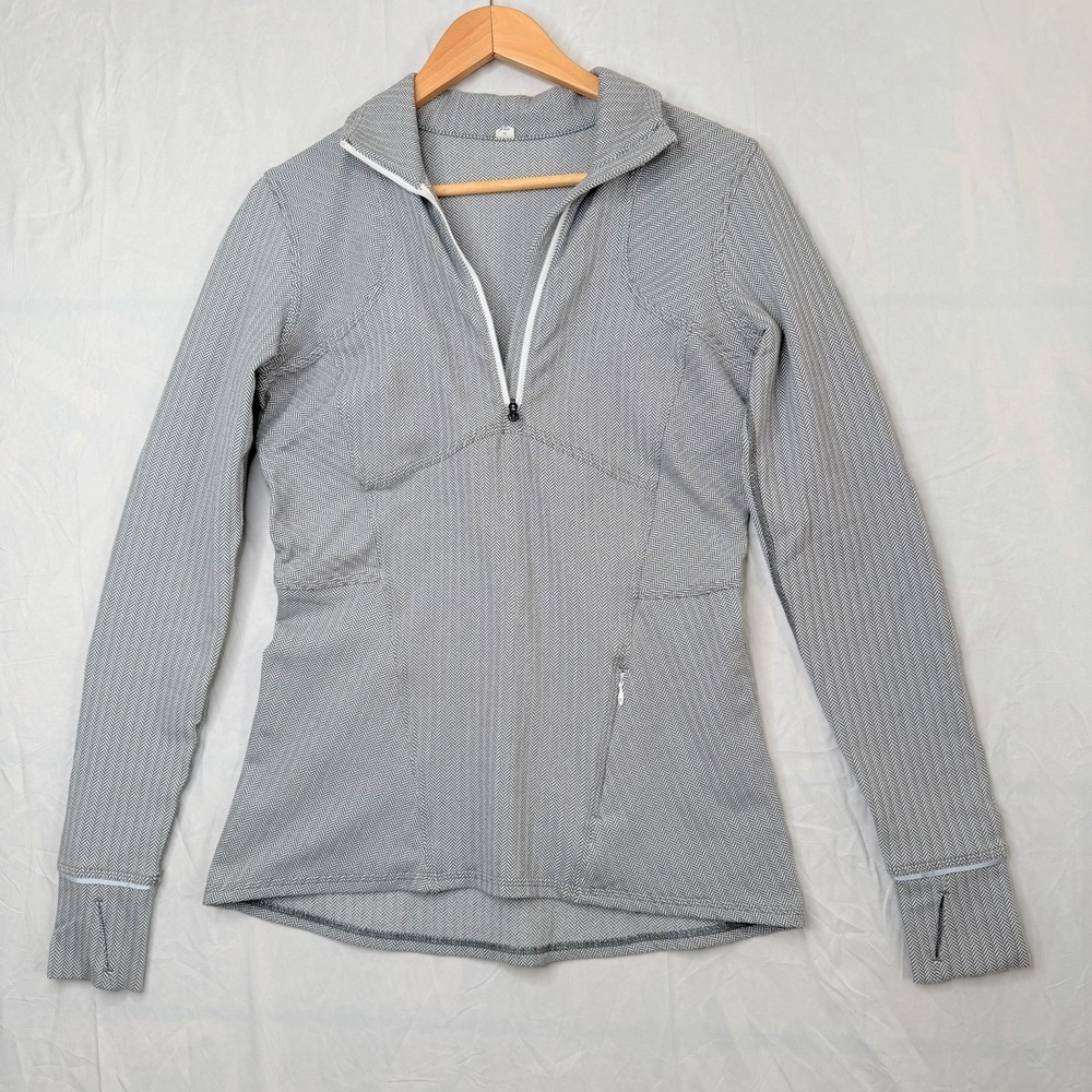 Lululemon Women's Kanto Catch Me 1/2 Zip Top Heather White Slate grey Size 8 - Picture 3 of 16